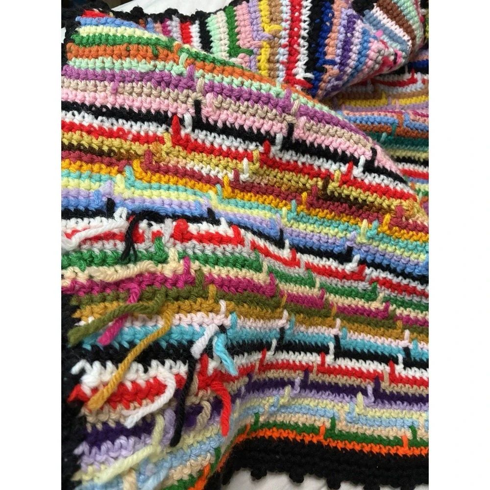 60x60 inches afghan blanket apache tears style retro mcm rainbow eccentric decor